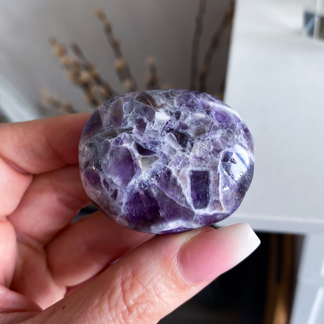 Dream Chevron Amethyst Palm Stone #1