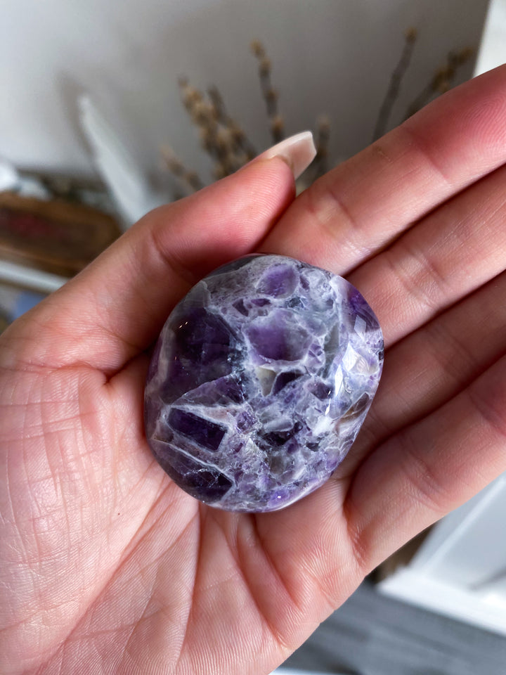 Dream Chevron Amethyst Palm Stone #1