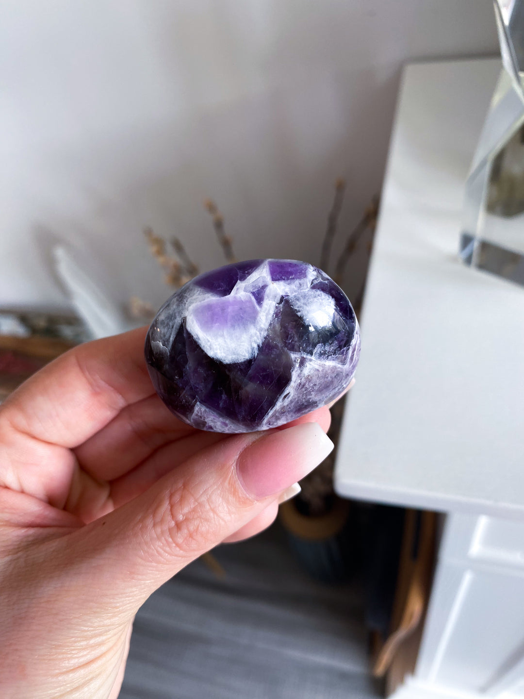 Dream Chevron Amethyst Palm Stone #1
