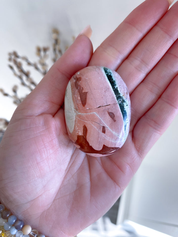 Pastel Unicorn Jasper Palm Stone #3 (Rare Find)