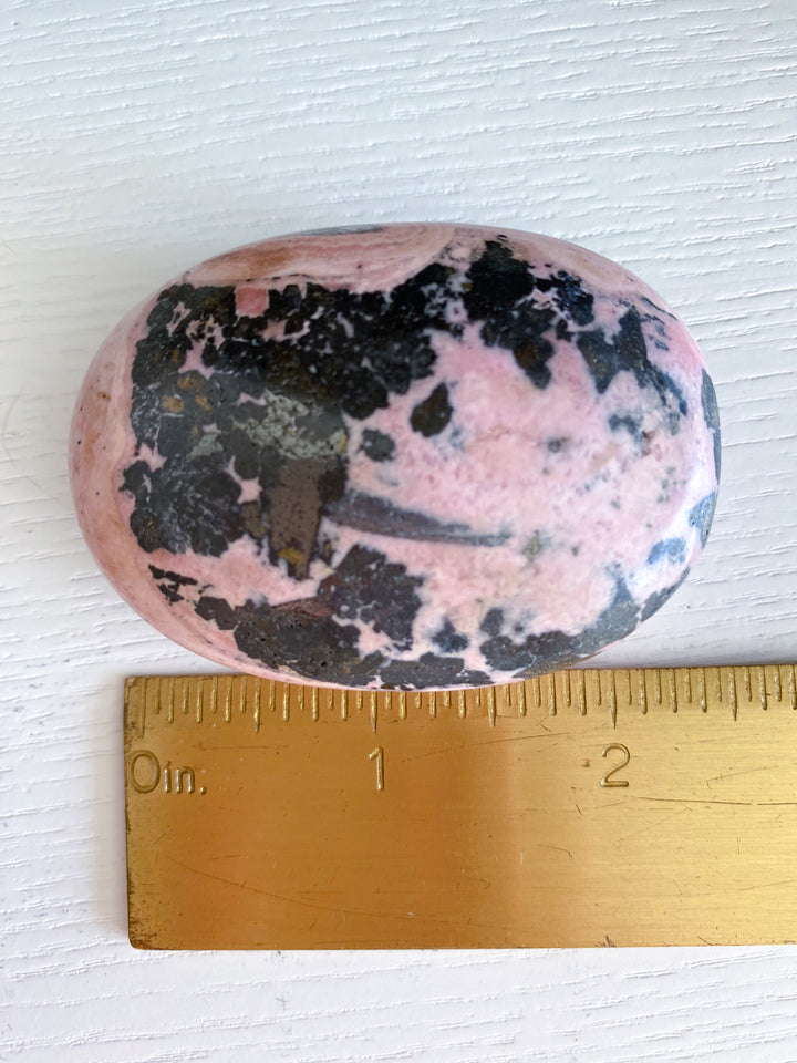 Druzed Rhodonite Palm Stone - Love - Forgiveness - Healing - Compassion