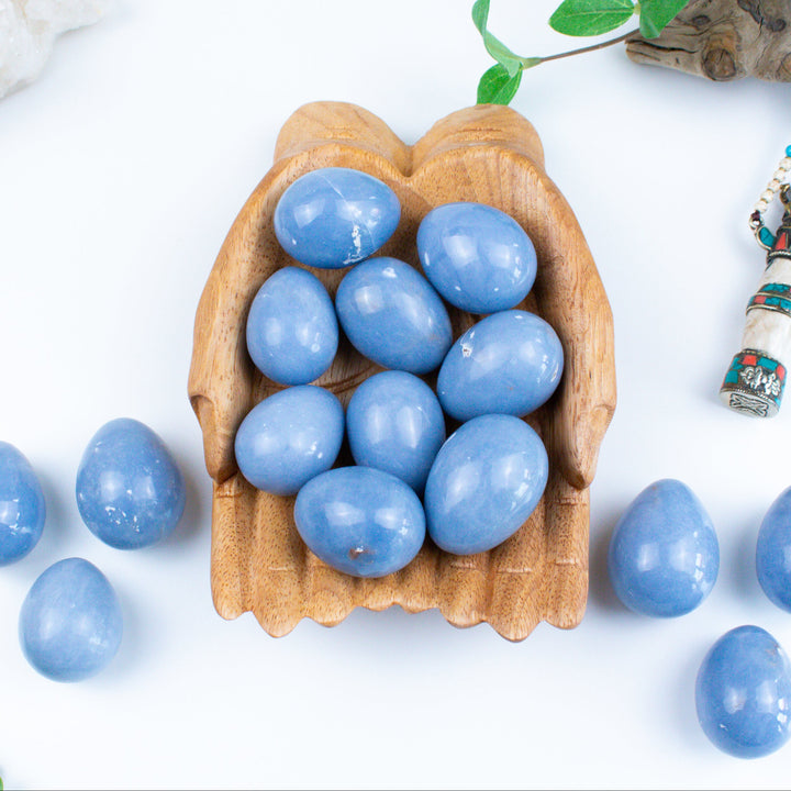 Angelite Egg Carving - Robin Egg