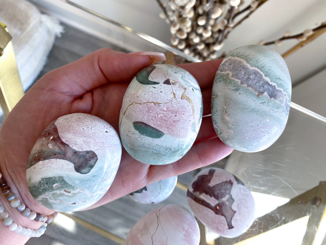 RARE Pastel Unicorn Jasper Palm Stone - You Choose