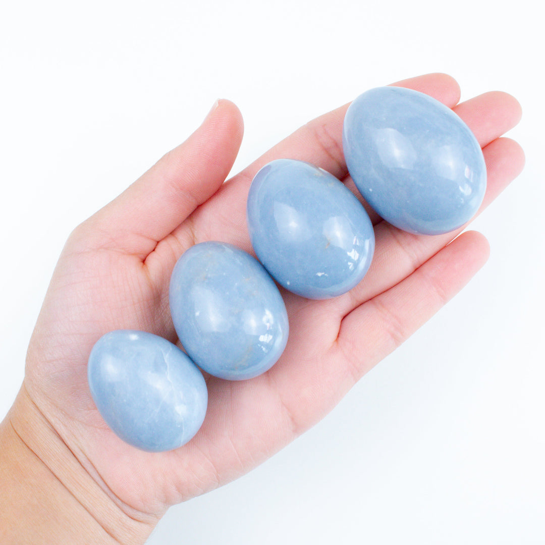 Angelite Egg Carving - Robin Egg