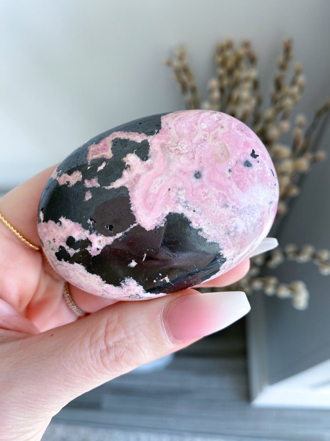 Rhodonite Palm Stone #2