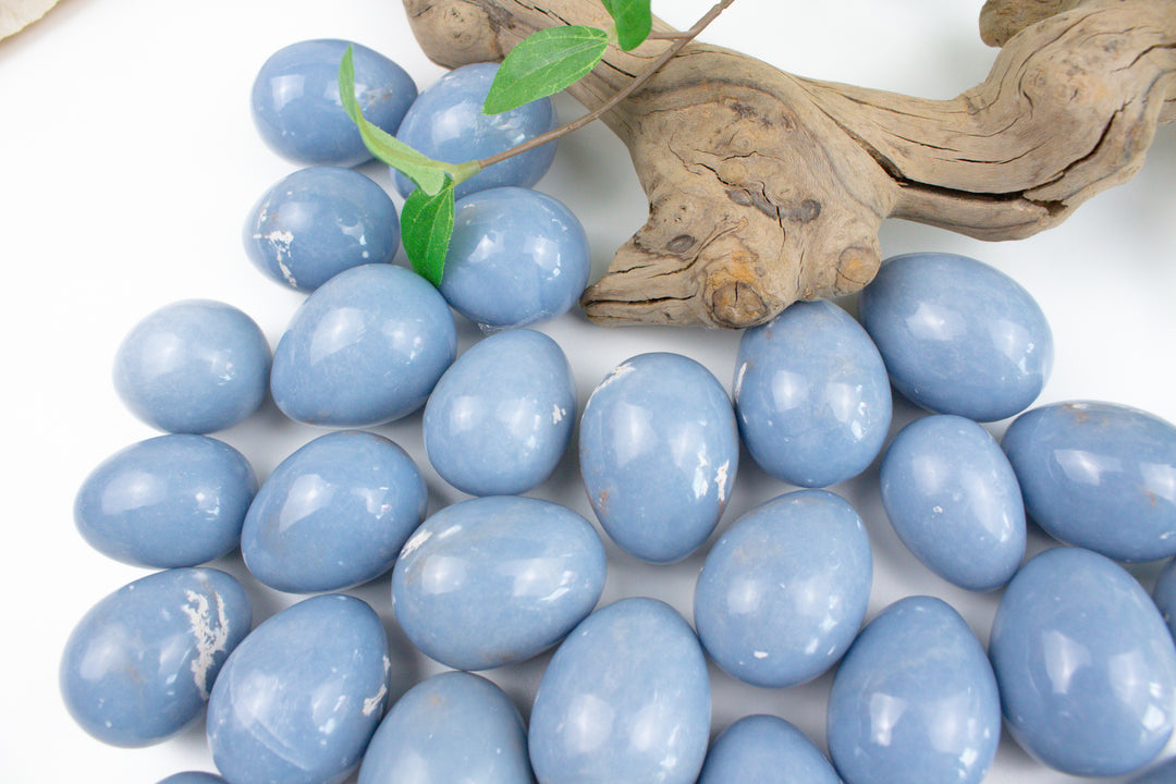 Angelite Egg Carving - Robin Egg