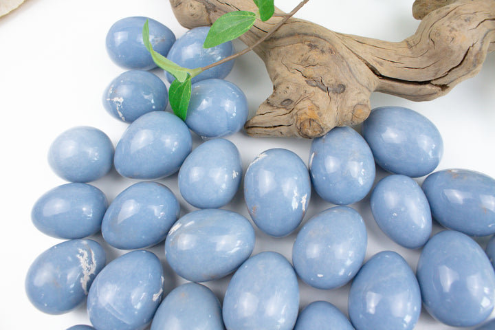 Angelite Egg Carving - Robin Egg