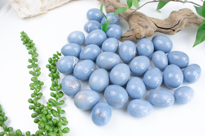 Angelite Egg Carving - Robin Egg