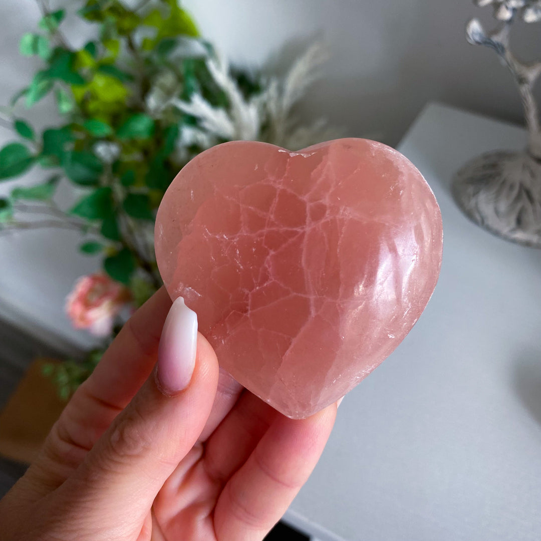 Jumbo Imperfect Rose Pink Calcite Heart