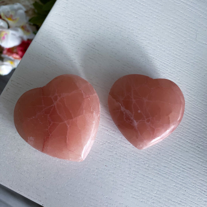 Jumbo Imperfect Rose Pink Calcite Heart
