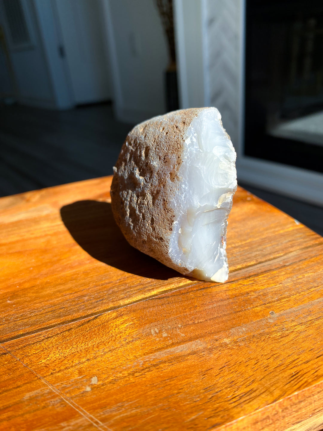 Druzy Gray and Beige Agate Geode Freestanding