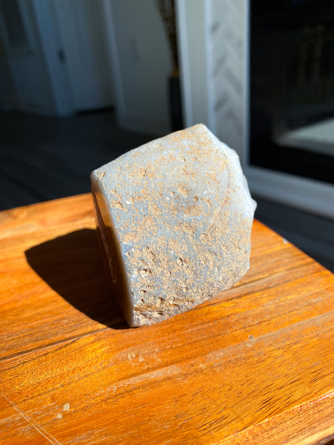 Druzy Gray and Beige Agate Geode Freestanding