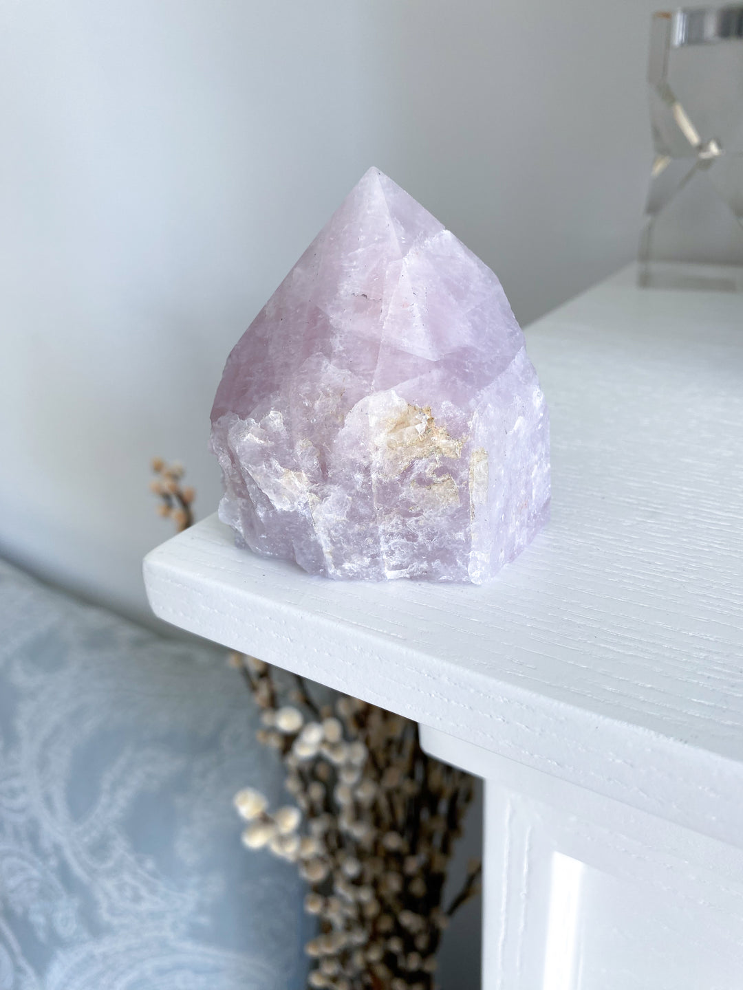 Kunzite Top Polish w/ Inclusions - Pink & White Kunzite