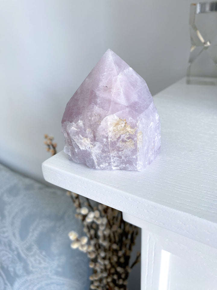 Kunzite Top Polish w/ Inclusions - Pink & White Kunzite