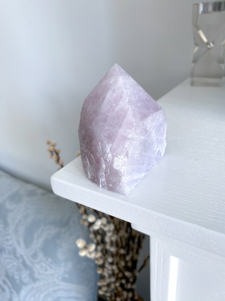 Kunzite Top Polish w/ Inclusions - Pink & White Kunzite