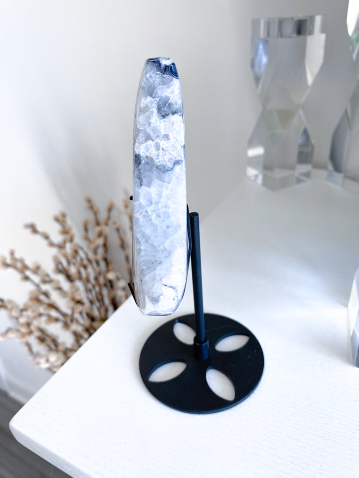 Large Black Agate Moon on Stand - Get Exact Item