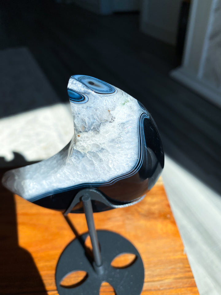 Large Black Agate Moon on Stand - Get Exact Item
