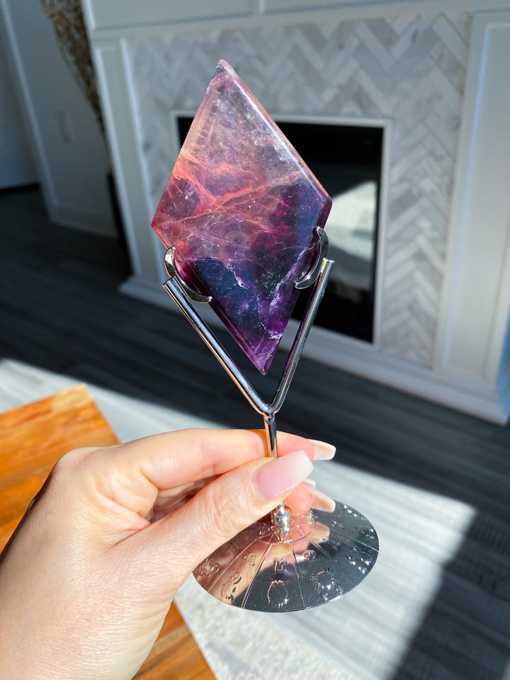 Purple Fluorite Diamond on Stand #8