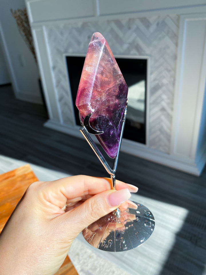 Purple Fluorite Diamond on Stand #8