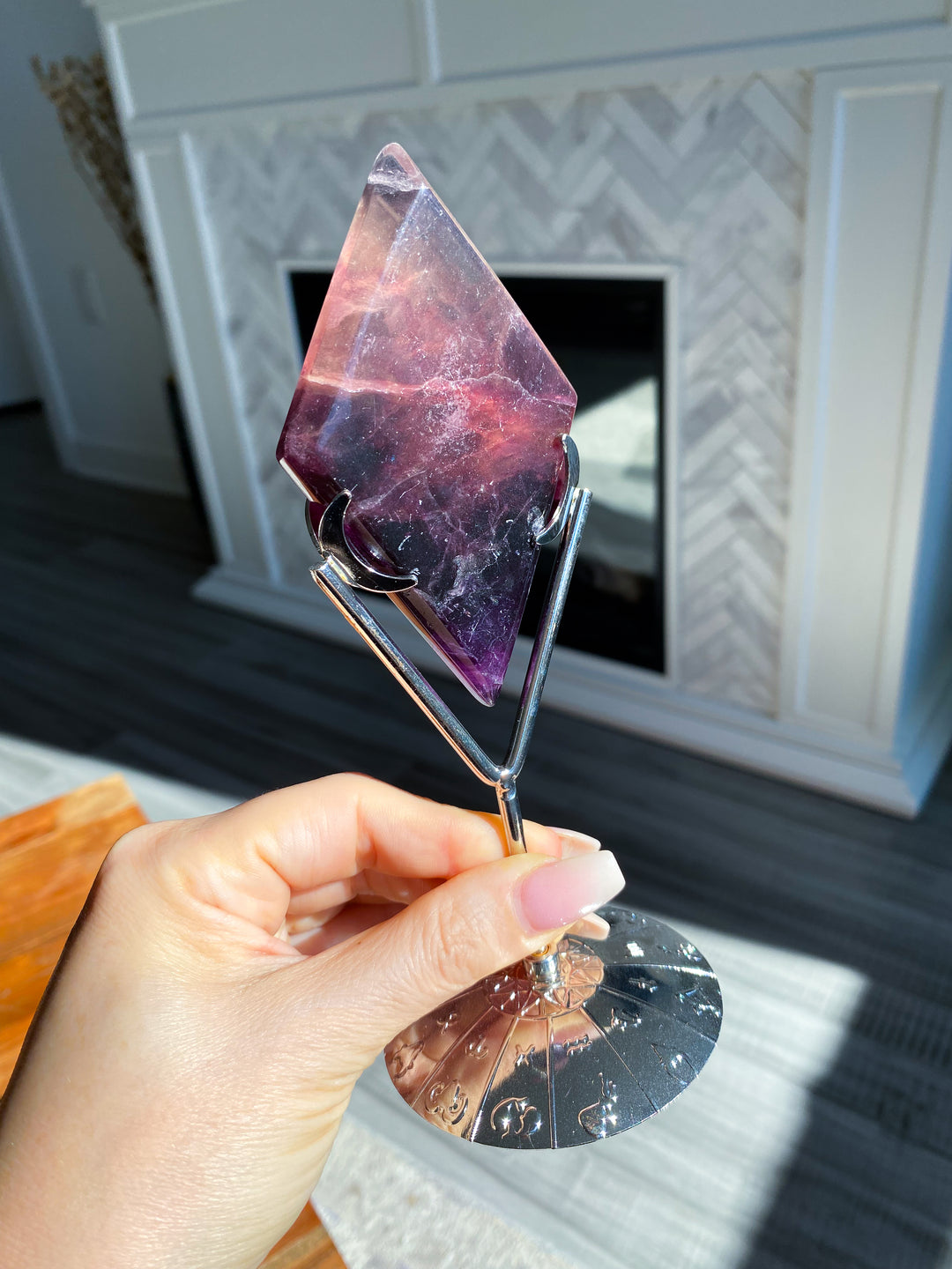 Purple Fluorite Diamond on Stand #8
