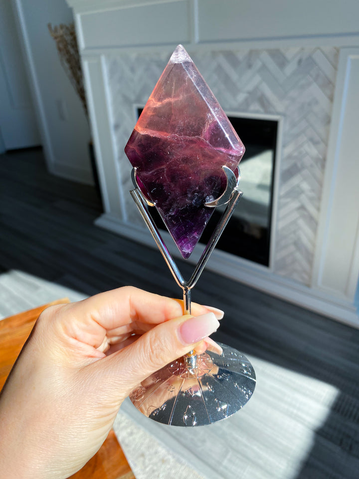 Purple Fluorite Diamond on Stand #8