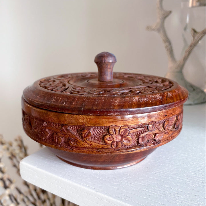 Handmade Wood Bowl with Lid