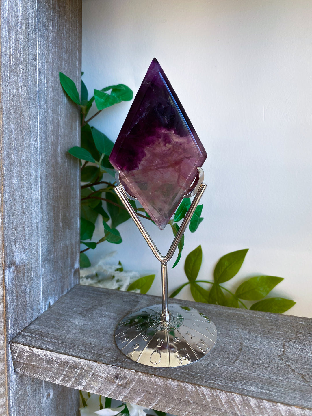Purple Fluorite Diamond on Stand #8