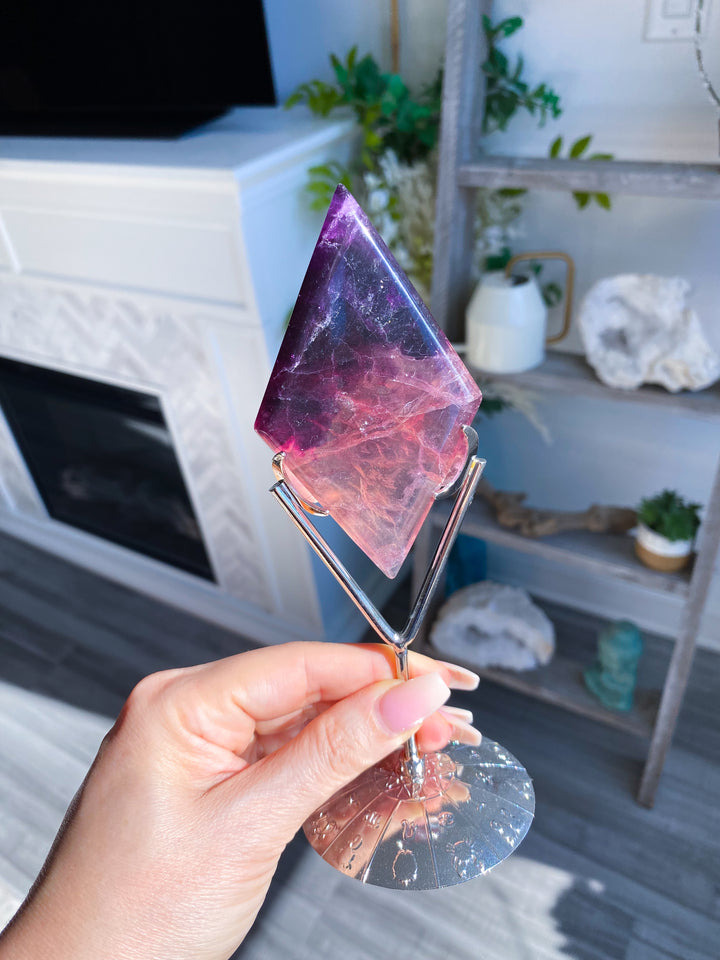 Purple Fluorite Diamond on Stand #8