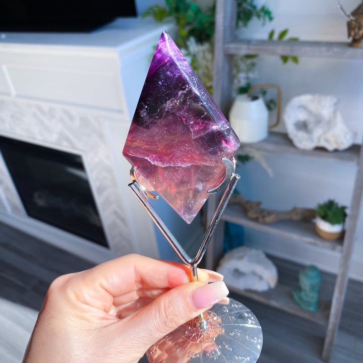 Purple Fluorite Diamond on Stand #8