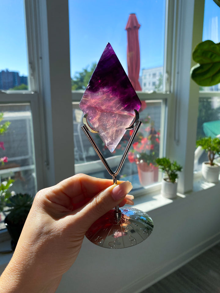 Purple Fluorite Diamond on Stand #8