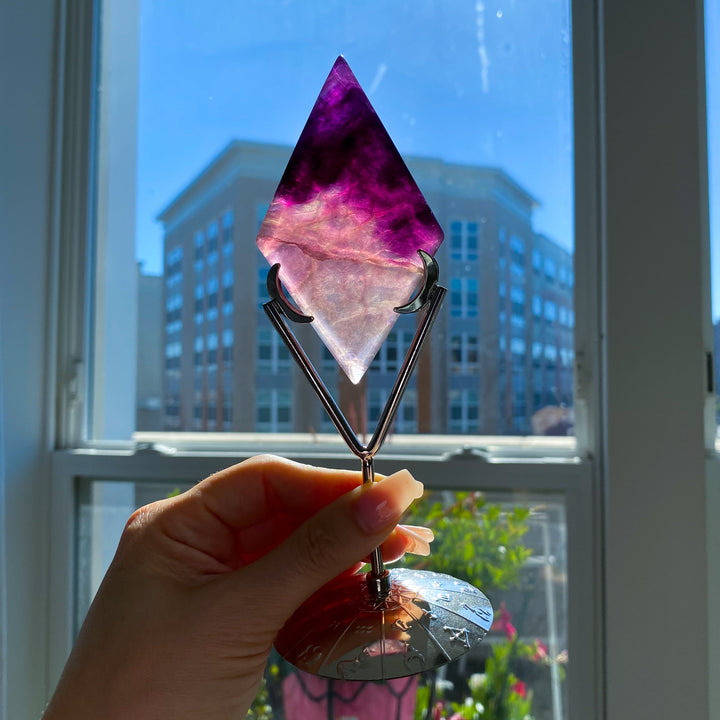 Purple Fluorite Diamond on Stand #8
