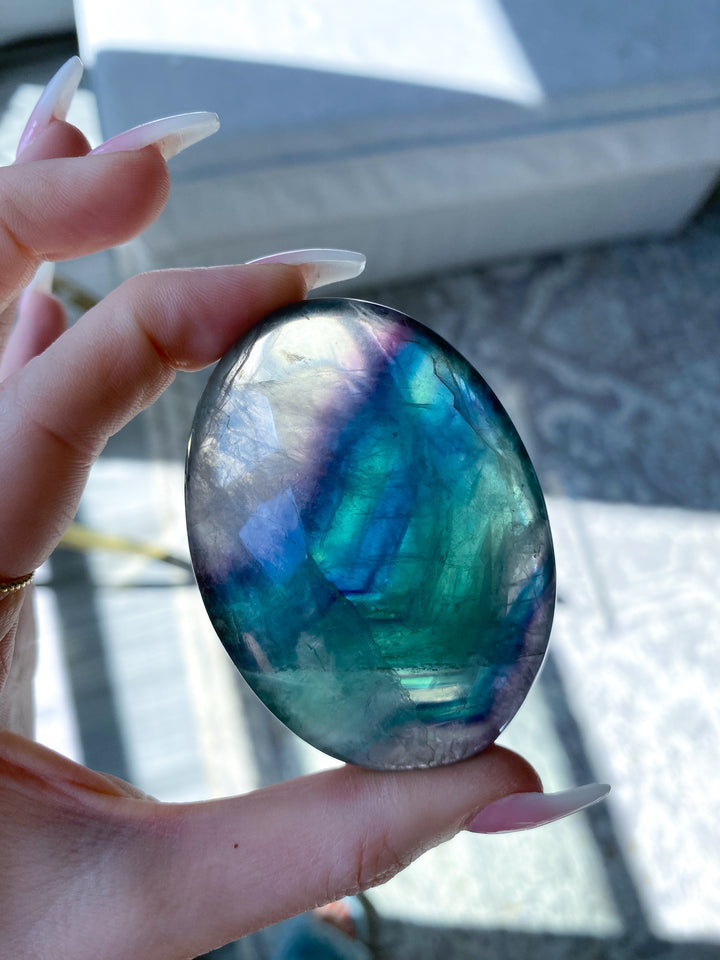 Rainbow Fluorite Palm #13