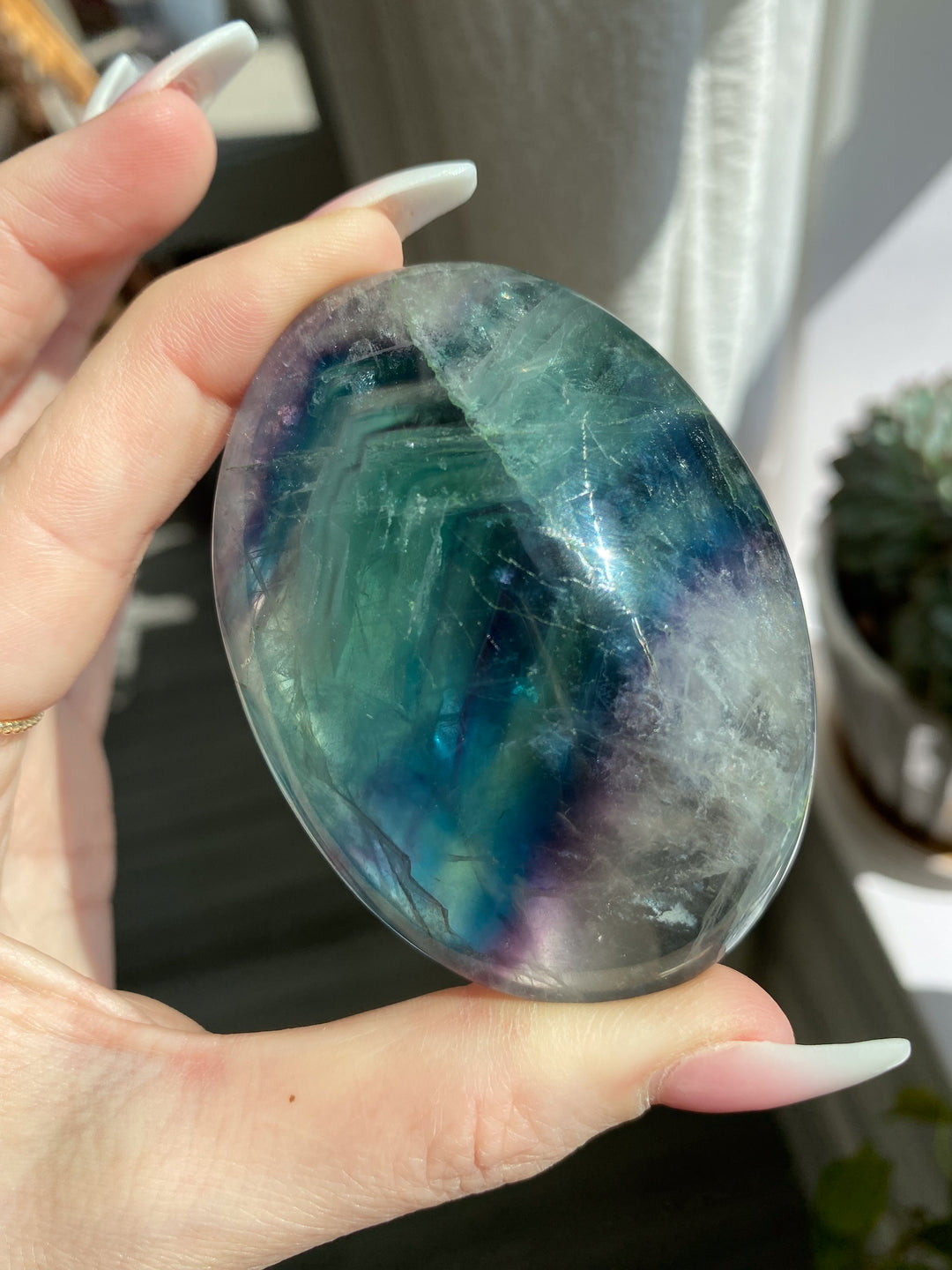 Rainbow Fluorite Palm #13