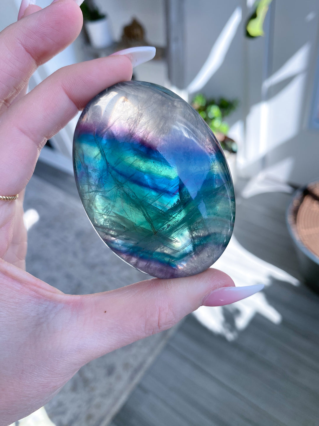 Rainbow Fluorite Palm #13