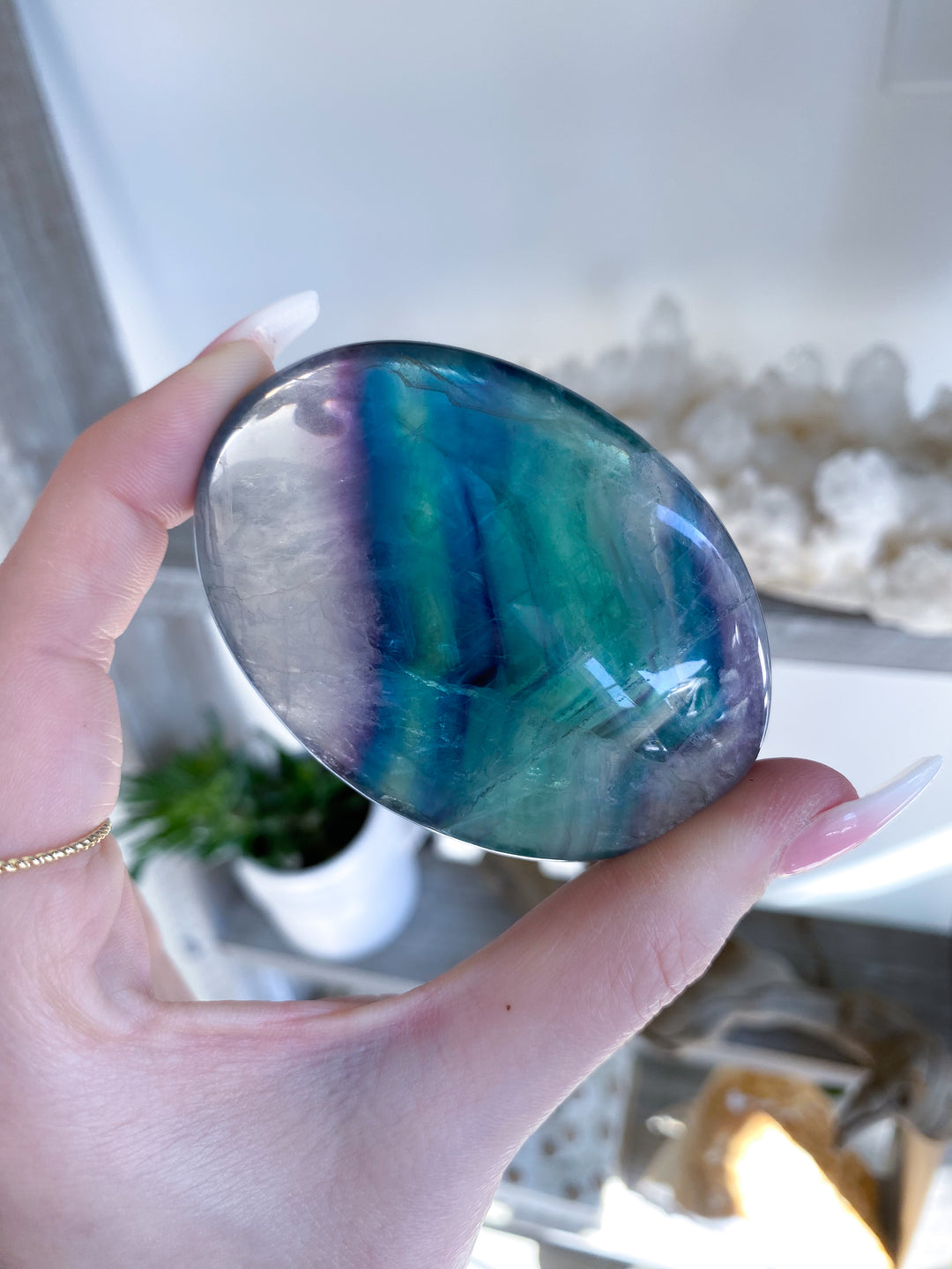 Rainbow Fluorite Palm #13