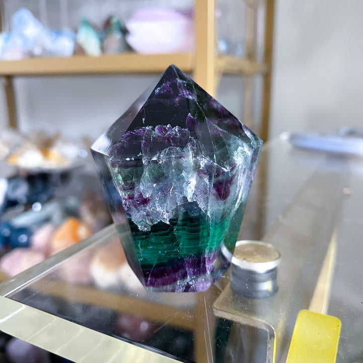 Green & Purple Fluorite Point #15
