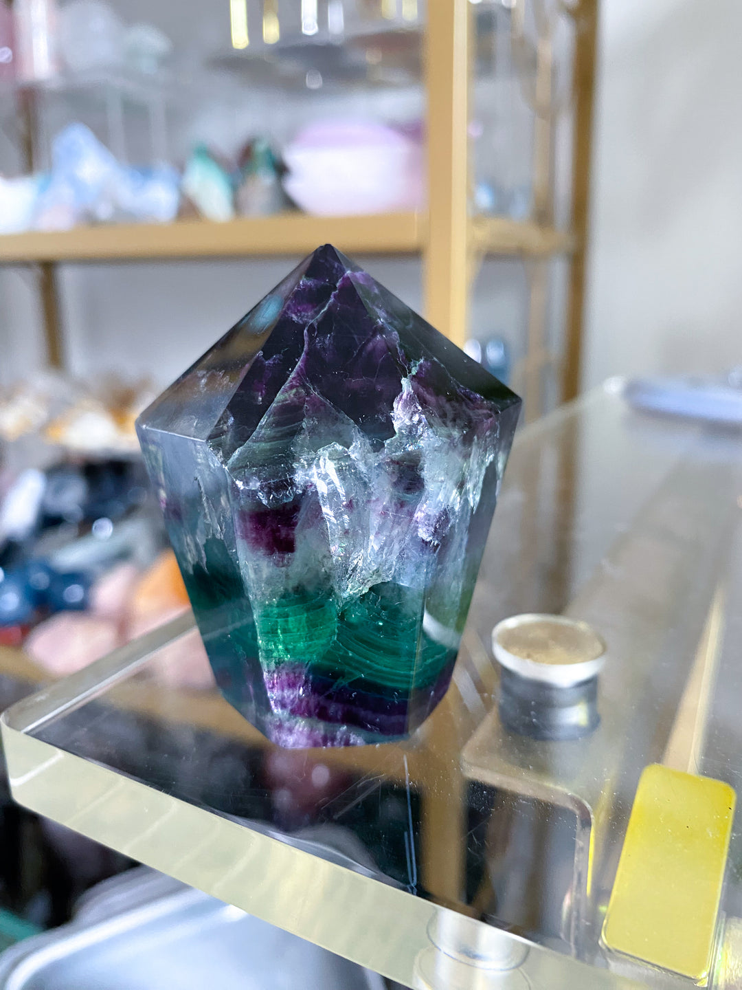 Green & Purple Fluorite Point #15