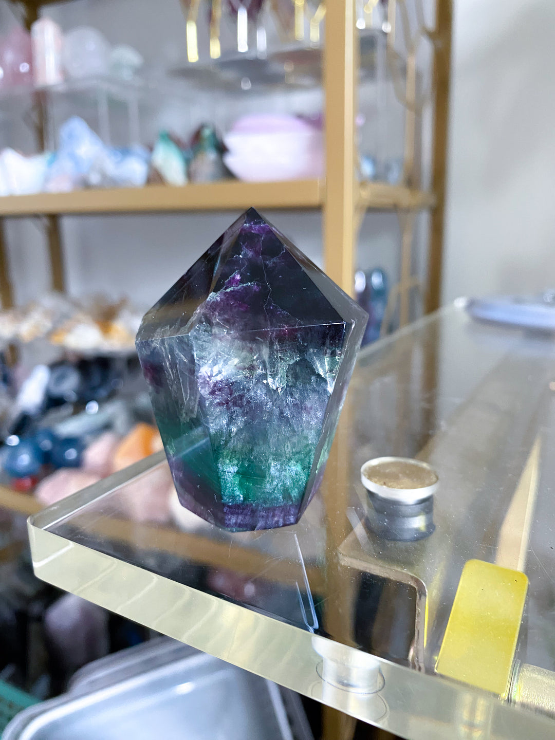 Green & Purple Fluorite Point #15