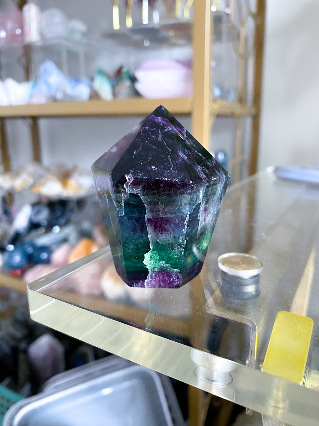Green & Purple Fluorite Point #15