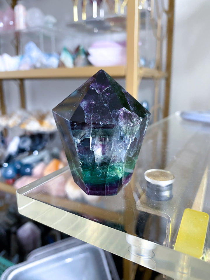 Green & Purple Fluorite Point #15