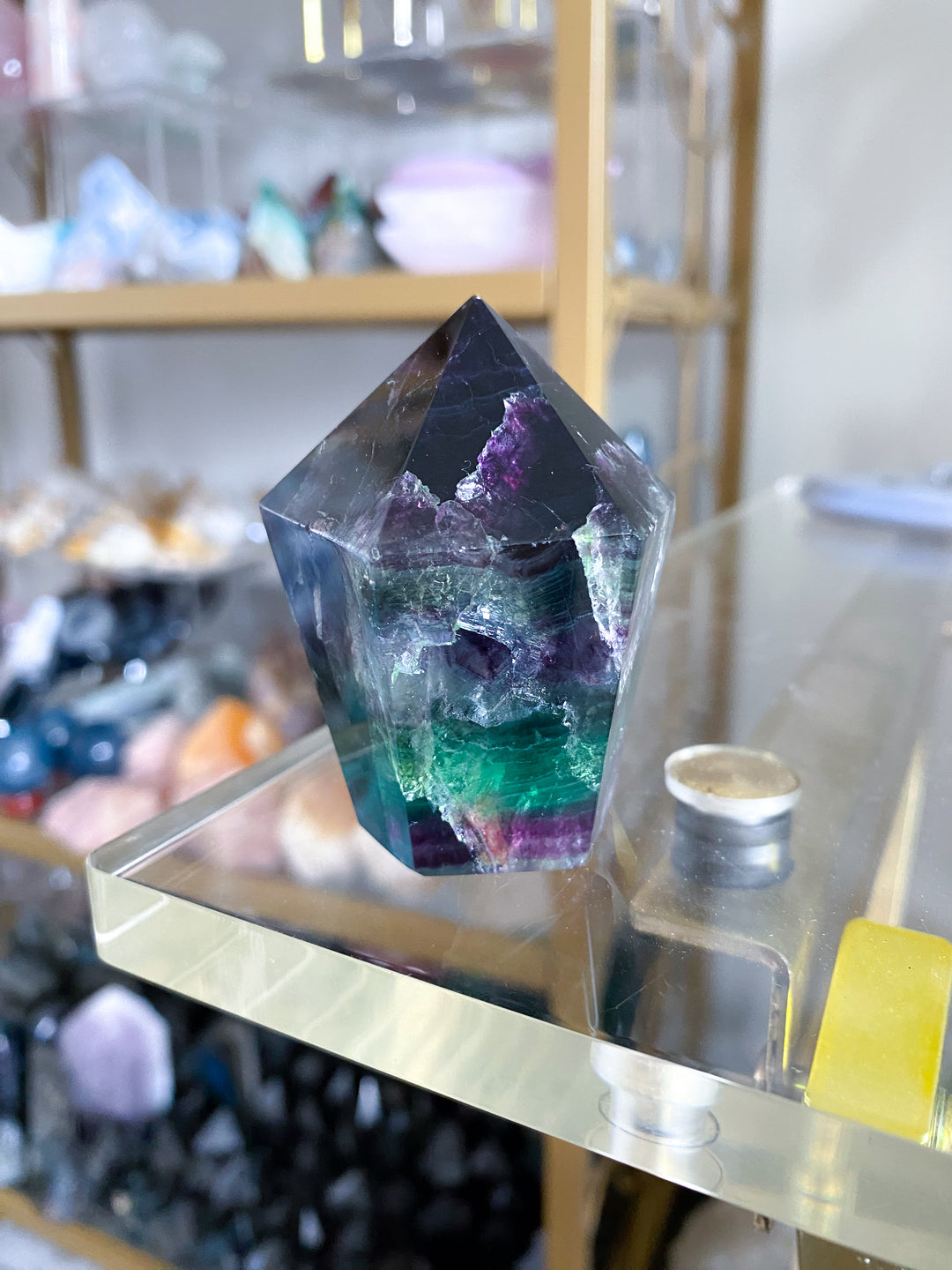 Green & Purple Fluorite Point #15