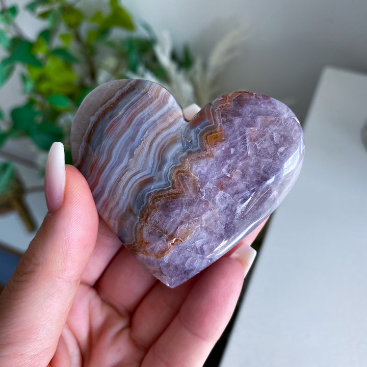 Unique Amethyst and Agate Heart 