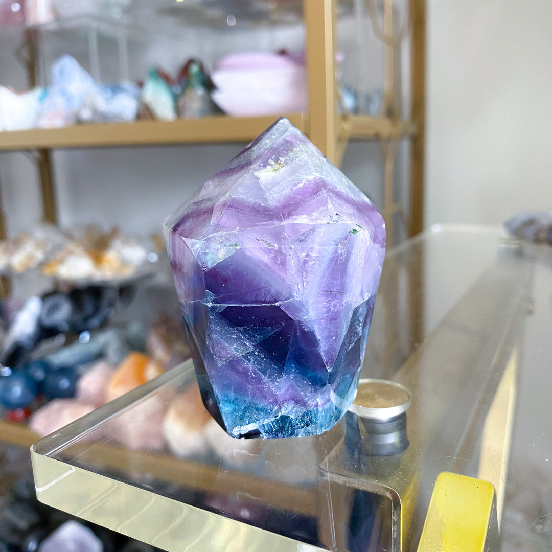 Large Polished Rainbow Fluorite Point #30