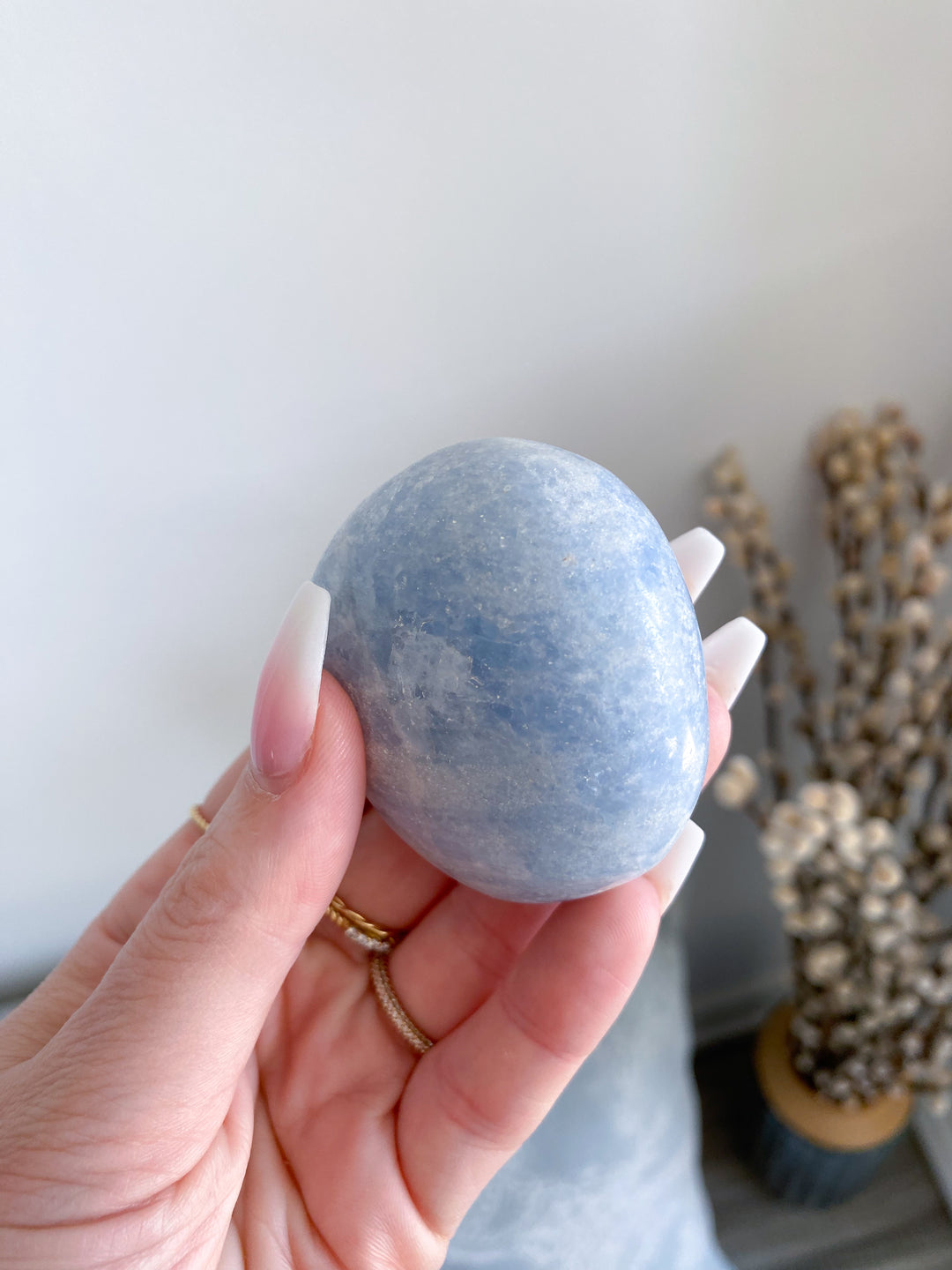 Blue Calcite Palm Stone - Get Exact Piece