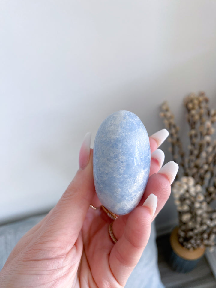 Blue Calcite Palm Stone - Get Exact Piece