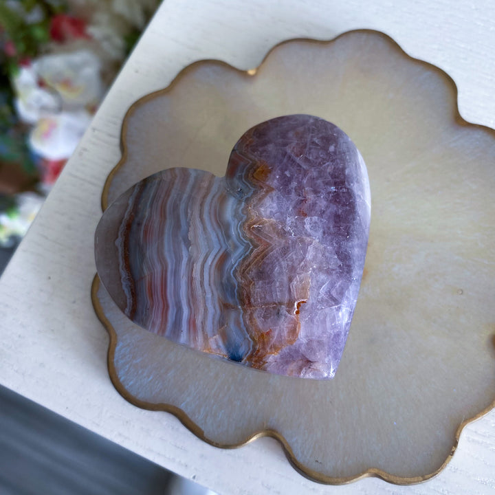 Unique Amethyst and Agate Heart 