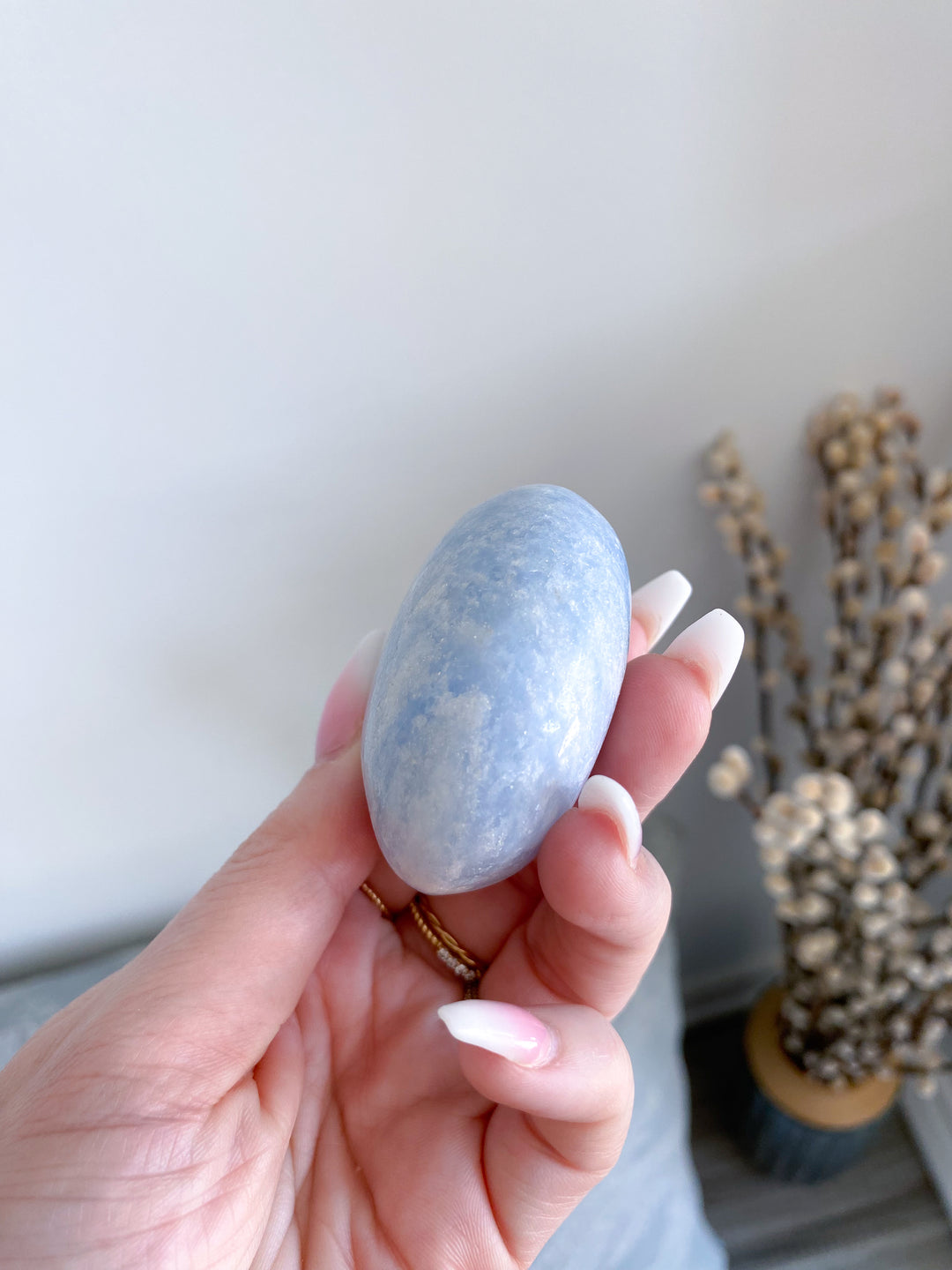 Blue Calcite Palm Stone - Get Exact Piece