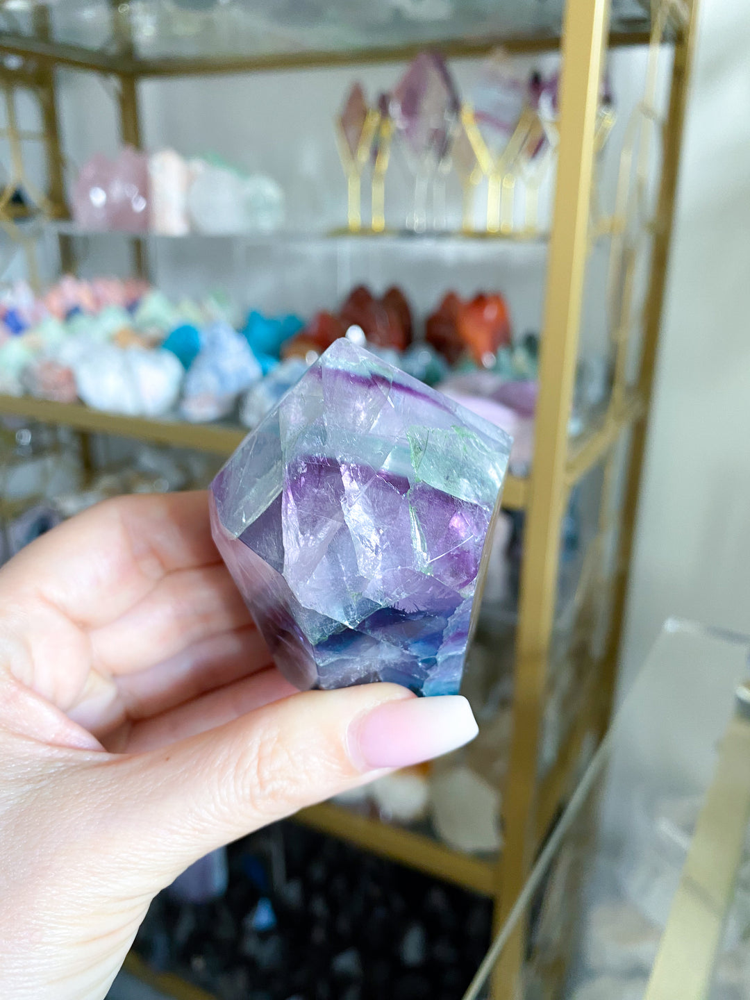Large Polished Rainbow Fluorite Point #30