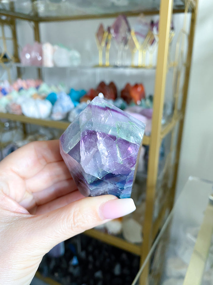 Large Polished Rainbow Fluorite Point #30