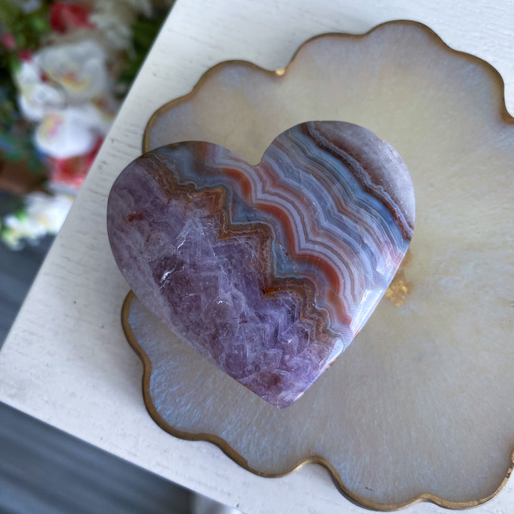 Unique Amethyst and Agate Heart 